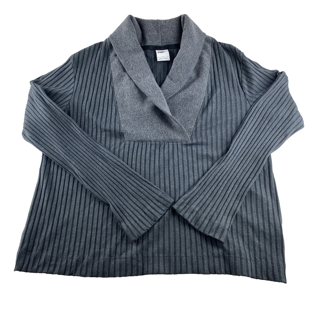 Nike Yoga Sweater Women's XL Gray Ribbed Knit Cowl‎ Neck Long Sleeve Active Wear